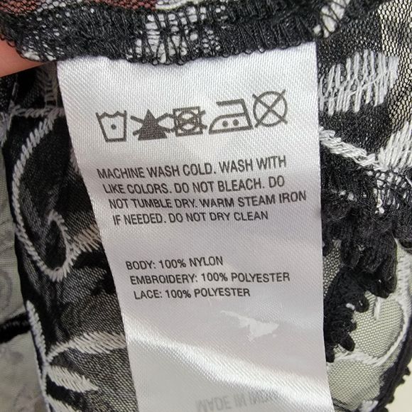 Colleen Lopez XS Duster Cardigan Kimono Embroidered Black White - Picture 7 of 8